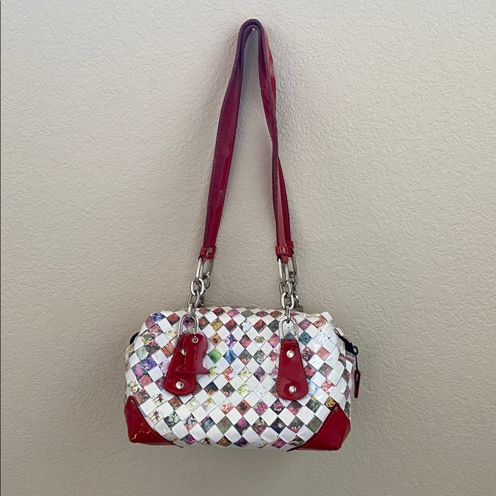 Nahui Ollin Woven Wrapper Stylish Red and White Women's Handbag. - Picture 3 of 16